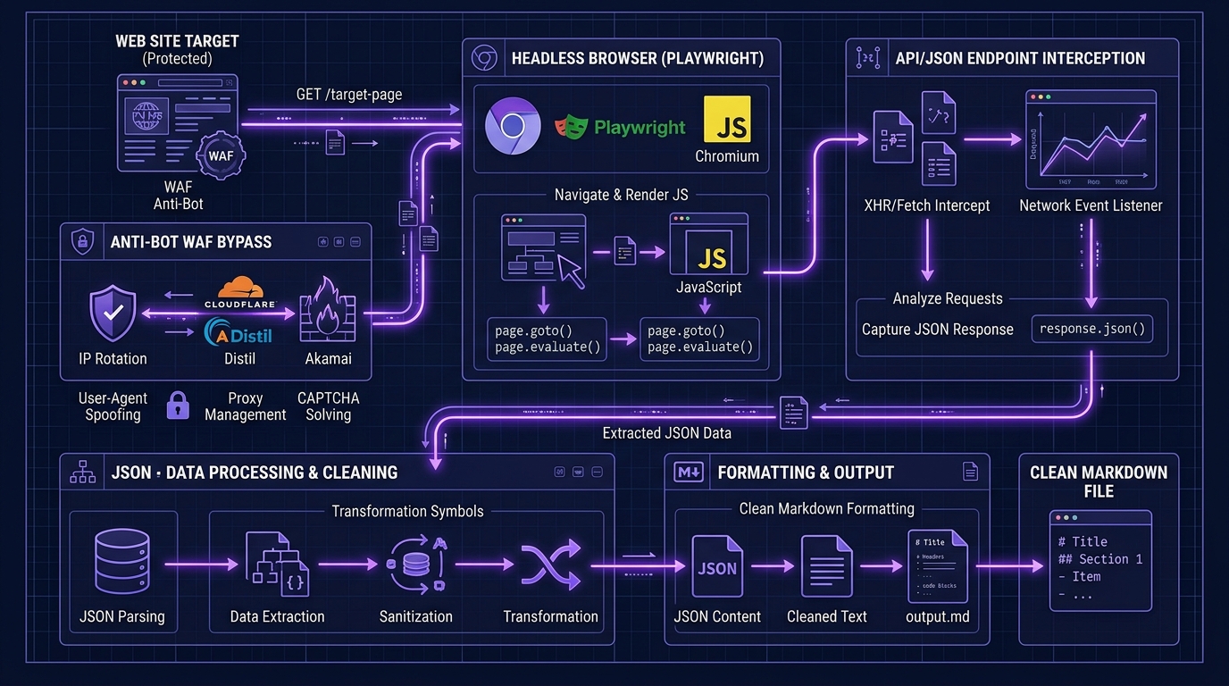 Advanced Web Extraction & Anti-Bot Bypass Pipeline Infographic