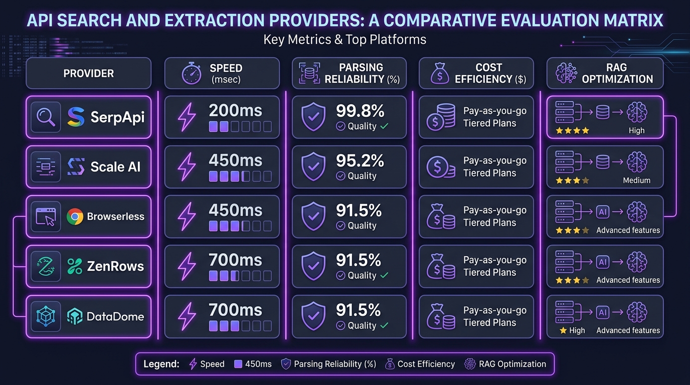 Top API Search & Extraction Providers Comparison Matrix 2026