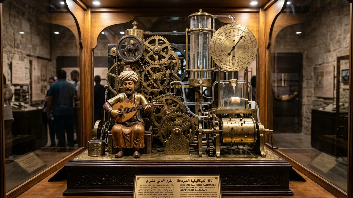 Ismail al-Jazari 1206 programmable water clock and mechanical musical automaton