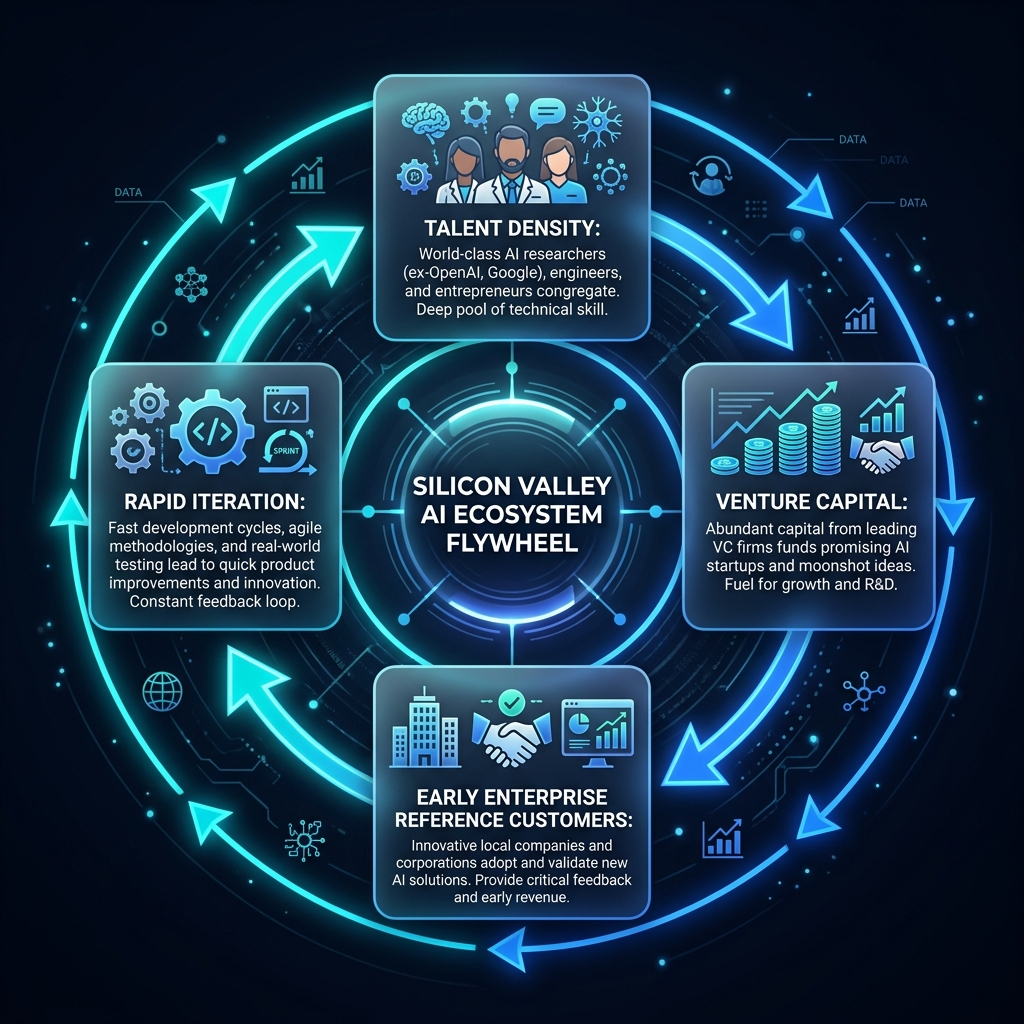 Silicon Valley AI Startup Flywheel Infographic