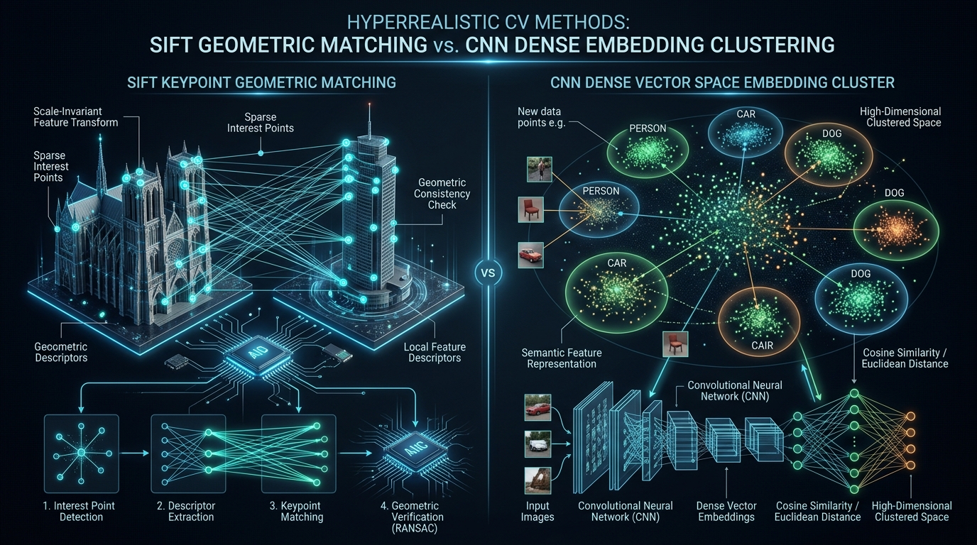 SIFT vs SURF vs Deep CNN Embedding Pipeline Comparison