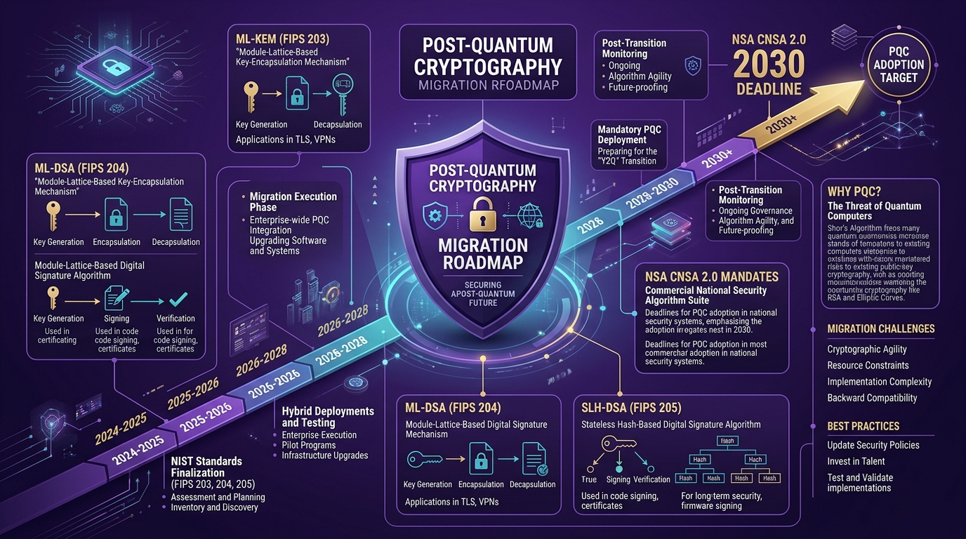 Post-Quantum Cryptography Migration Roadmap: NIST FIPS Standards and 2030 CNSA Deadline