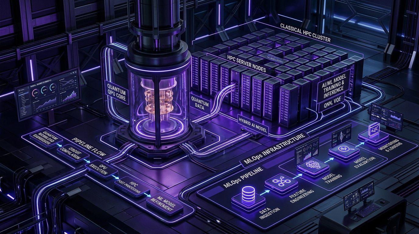 Hybrid Quantum-Classical Architecture with MLOps & HPC Orchestration