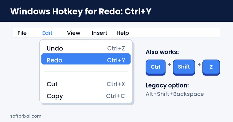 Windows hotkey for redo Ctrl+Y in the Edit menu with Ctrl+Shift+Z alternative