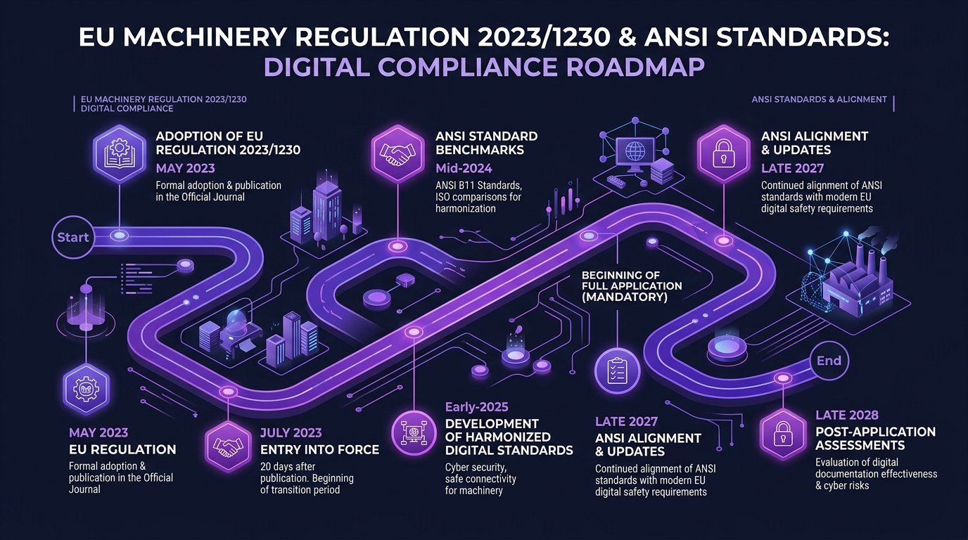 EU Machinery Regulation 2023/1230 & Compliance Timeline Infographic