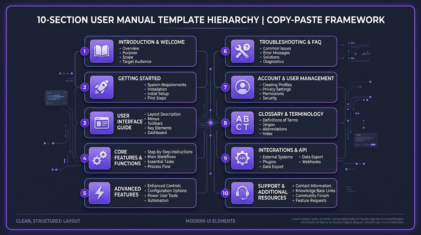 10-Section User Manual Copy-Paste Template Visual Architecture