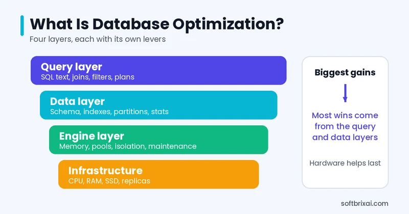 What is database optimization: query, data, engine and infrastructure layers